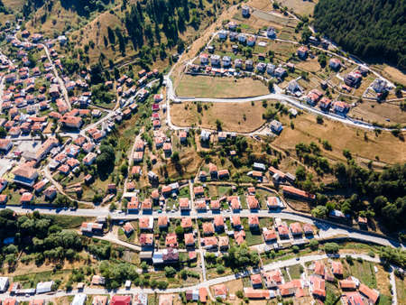 Aerial view of village of Trigrad, Smolyan Region, Bulgaria