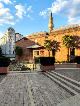PLOVDIV, BULGARIA - AUGUST 6, 2021: Amazing Sunset view of Dzhumaya square in city of Plovdiv, Bulgariaのeditorial素材