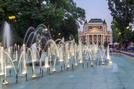 SOFIA, BULGARIA - JULY 30, 2021: Sunset view of National Theatre Ivan Vazov in Sofia, Bulgariaのeditorial素材