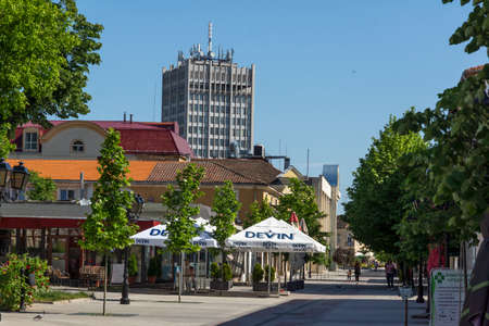 VIDIN, BULGARIA - MAY 23, 2021: Typical street and buildings at the center of town of Vidin, Bulgariaのeditorial素材