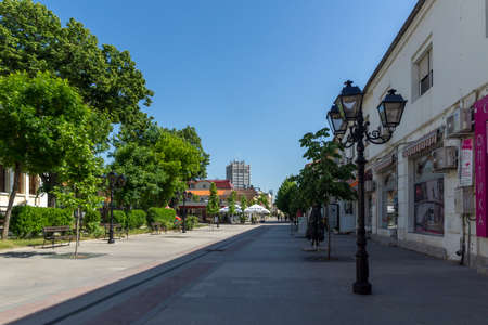 VIDIN, BULGARIA - MAY 23, 2021: Typical street and buildings at the center of town of Vidin, Bulgariaのeditorial素材