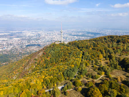 Amazing Aerial Autumn view of Vitosha Mountain, Bulgariaの写真素材