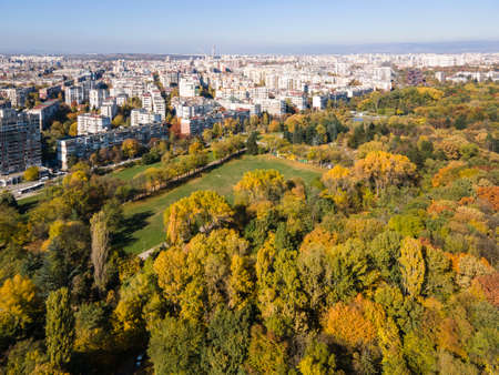 Amazing Aerial Autumn view of South Park in city of Sofia, Bulgaria
