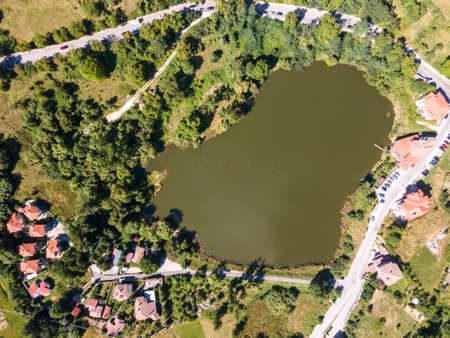 Aerial Panorama of Rhodope Mountains near Smolyan lakes, Smolyan Region, Bulgariaの写真素材