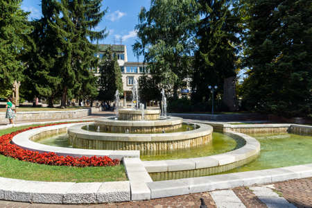TROYAN, BULGARIA - AUGUST 31, 2021: Panoramic view of center of town of Troyan, Lovech region, Bulgariaのeditorial素材