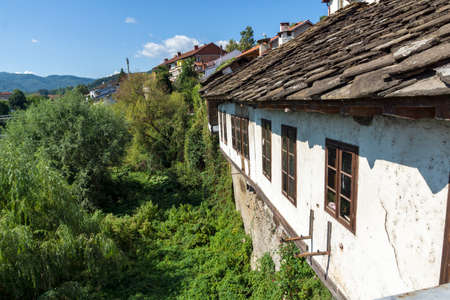 TROYAN, BULGARIA - AUGUST 31, 2021: Panoramic view of center of town of Troyan, Lovech region, Bulgariaのeditorial素材