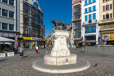 BUCHAREST, ROMANIA - AUGUST 16, 2021: Lupa Capitolina at downtown (old town) of city of Bucharest, Romaniaのeditorial素材