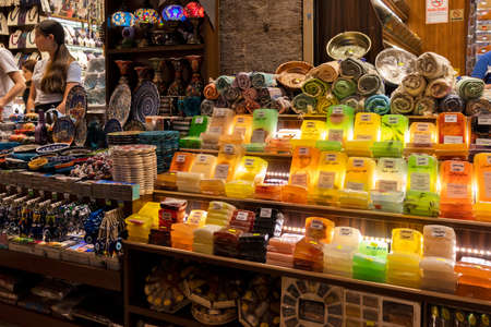 ISTANBUL, TURKEY - JULY 26, 2019: Inside view of Spice market know as Egyptian Bazaar in city of...
