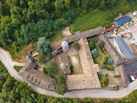Aerial view of Medieval Troyan Monastery of Assumption, Lovech region, Bulgaria