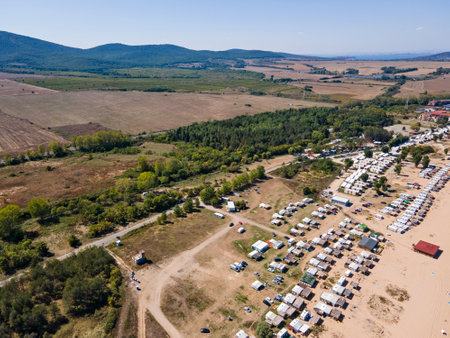 Aerial view of Gradina (Garden) Beach near town of Sozopol, Burgas Region, Bulgariaの写真素材