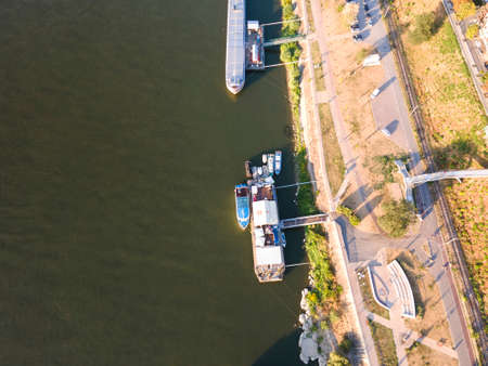 Amazing Aerial view of Danube River and City of Ruse, Bulgaria