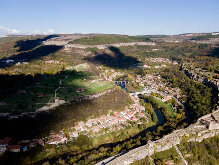 Amazing Aerial view of city of Veliko Tarnovo, Bulgariaの写真素材