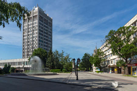 VIDIN, BULGARIA - MAY 23, 2021: Panoramic view of Bdintsi Square at the center of town of Vidin, Bulgariaのeditorial素材