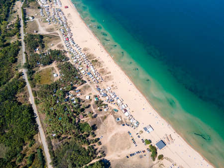 Aerial view of Gradina (Garden) Beach near town of Sozopol, Burgas Region, Bulgariaの写真素材