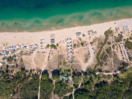 Aerial view of Gradina (Garden) Beach near town of Sozopol, Burgas Region, Bulgariaの写真素材