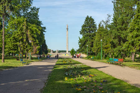 VIDIN, BULGARIA - MAY 23, 2021: Coastal street at the center of town of Vidin, Bulgariaのeditorial素材