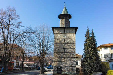 BERKOVITSA, BULGARIA - NOVEMBER 21, 2021: Typical building and street at the center of town of Berkovitsa, Montana region, Bulgariaのeditorial素材