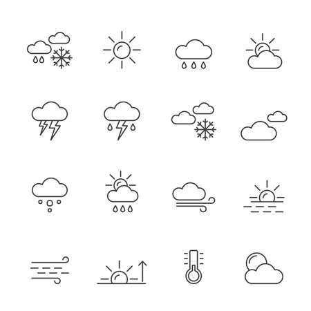 Line weather and nature icons - vector icon setのイラスト素材