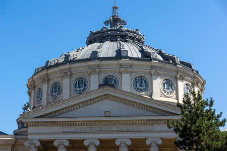 BUCHAREST, ROMANIA - AUGUST 17, 2021: Building of Romanian Athenaeum in city of Bucharest, Romaniaのeditorial素材