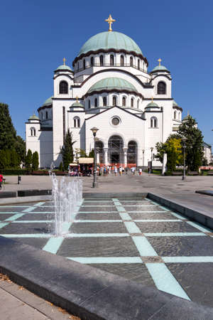 BELGRADE, SERBIA - AUGUST 12, 2019: Summer view of Cathedral Church of Saint Sava at the center of city of Belgrade, Serbiaのeditorial素材