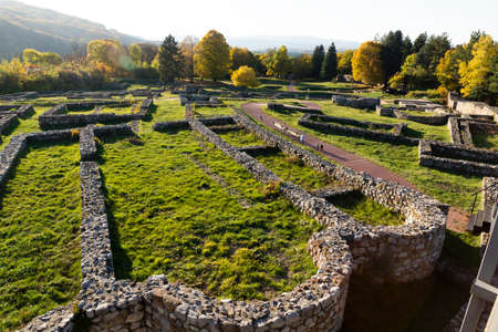 Ruins of medieval fortificated city of Krakra near town of Pernik from period of First Bulgarian Empire, Bulgariaの写真素材