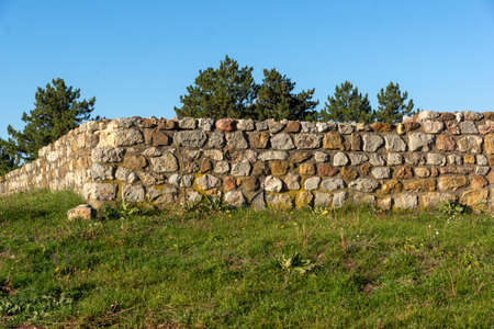Ruins of medieval fortificated city of Krakra near town of Pernik from period of First Bulgarian Empire, Bulgariaの写真素材