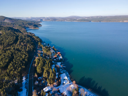 Aerial view of Iskar Reservoir near city of Sofia, Bulgariaの写真素材