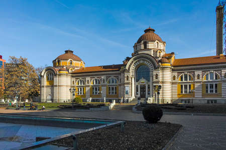 SOFIA, BULGARIA - NOVEMBER 11, 2021: Autumn view of Central Mineral Bath - History Museum of Sofia, Bulgariaのeditorial素材