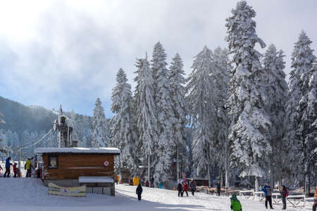 BOROVETS, BULGARIA - JANUARY 14, 2022: Winter view of ski resort of Borovets at Rila Mountain, Sofia Region, Bulgariaのeditorial素材