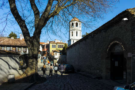 PLOVDIV, BULGARIA - JANUARY 2, 2022:  Street and Nineteenth Century Houses in architectural and...