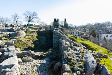 PLOVDIV, BULGARIA - JANUARY 2, 2022: Amazing Panoramic view of Plovdiv city from Nebet Tepe hill, Bulgariaのeditorial素材