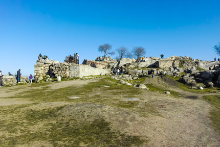 PLOVDIV, BULGARIA - JANUARY 2, 2022: Amazing Panoramic view of Plovdiv city from Nebet Tepe hill, Bulgariaのeditorial素材