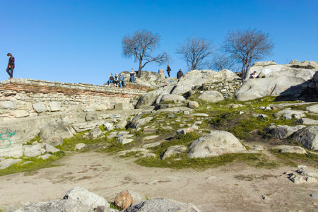 PLOVDIV, BULGARIA - JANUARY 2, 2022: Amazing Panoramic view of Plovdiv city from Nebet Tepe hill, Bulgariaのeditorial素材