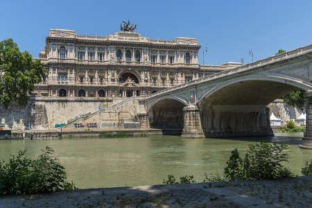 ROME, ITALY - JUNE 22, 2017: Building of The Supreme Court of Cassation and Tiber River in city of...