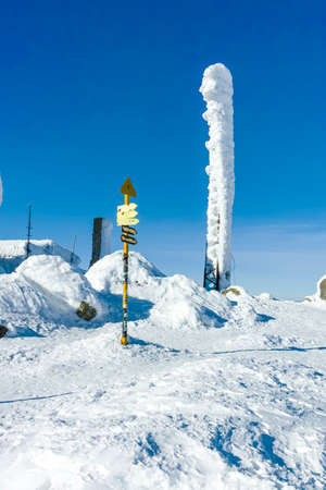Winter view of Vitosha Mountain near Cherni Vrah peak, Sofia City Region, Bulgariaの写真素材