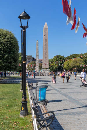 ISTANBUL, TURKEY - JULY 26, 2019: Obelisk of Theodosius at Sultanahmet Square in city of Istanbul, Turkeyのeditorial素材