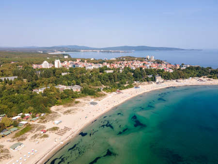 Amazing Aerial view of South Beach of town of Kiten, Burgas Region, Bulgaria