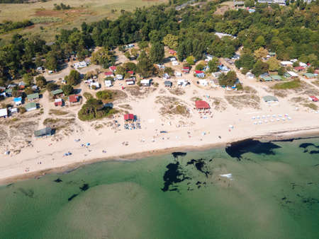 Amazing Aerial view of South Beach of town of Kiten, Burgas Region, Bulgaria