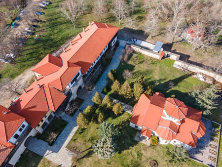 Aerial view of Medieval Arapovo Monastery dedicated to Saint Nedelya, Plovdiv Region,  Bulgaria