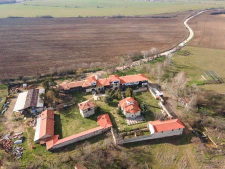 Aerial view of Medieval Arapovo Monastery dedicated to Saint Nedelya, Plovdiv Region,  Bulgaria
