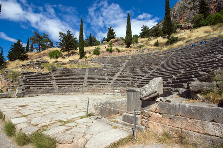 Ruins of Ancient Greek archaeological site of Delphi, Central Greeceの写真素材