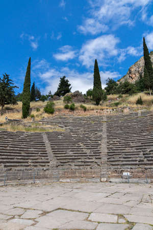 Ruins of Ancient Greek archaeological site of Delphi, Central Greeceの写真素材