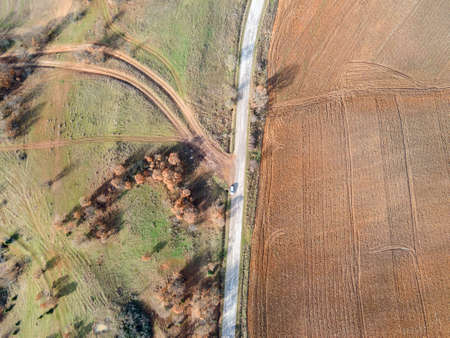 Aerial view of Sakar Mountain near town of Topolovgrad, Haskovo Region, Bulgaria