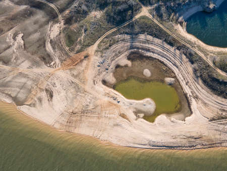 Aerial view of Pyasachnik (Sandstone) Reservoir, Sredna Gora Mountain, Plovdiv Region, Bulgaria