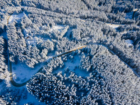 Aerial Winter view of Vitosha Mountain, Sofia City Region, Bulgariaの写真素材