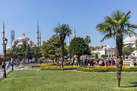 ISTANBUL, TURKEY - JULY 26, 2019: Amazing Panorama of Sultanahmet Square in city of Istanbul, Turkeyのeditorial素材