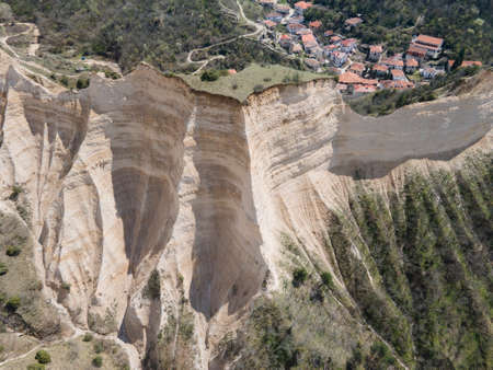 Amazing Aerial view of Melnik sand pyramids, Blagoevgrad region, Bulgariaの写真素材
