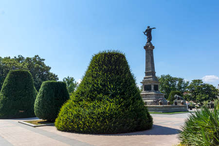 RUSE, BULGARIA -AUGUST 15, 2021: Panorama of Freedom Square at the center of city of Ruse, Bulgariaのeditorial素材