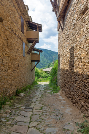 KOVACHEVITSA, BULGARIA - JUNE 30, 2020: Village of Kovachevitsa with Authentic nineteenth century houses, Blagoevgrad Region, Bulgariaのeditorial素材