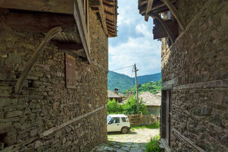 KOVACHEVITSA, BULGARIA - JUNE 30, 2020: Village of Kovachevitsa with Authentic nineteenth century houses, Blagoevgrad Region, Bulgariaのeditorial素材